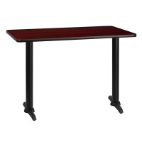Flash Furniture XU-MAHTB-3042-T0522-GG 42" Rectangular Mahogany Laminate Table Top with 22" Table Height Base